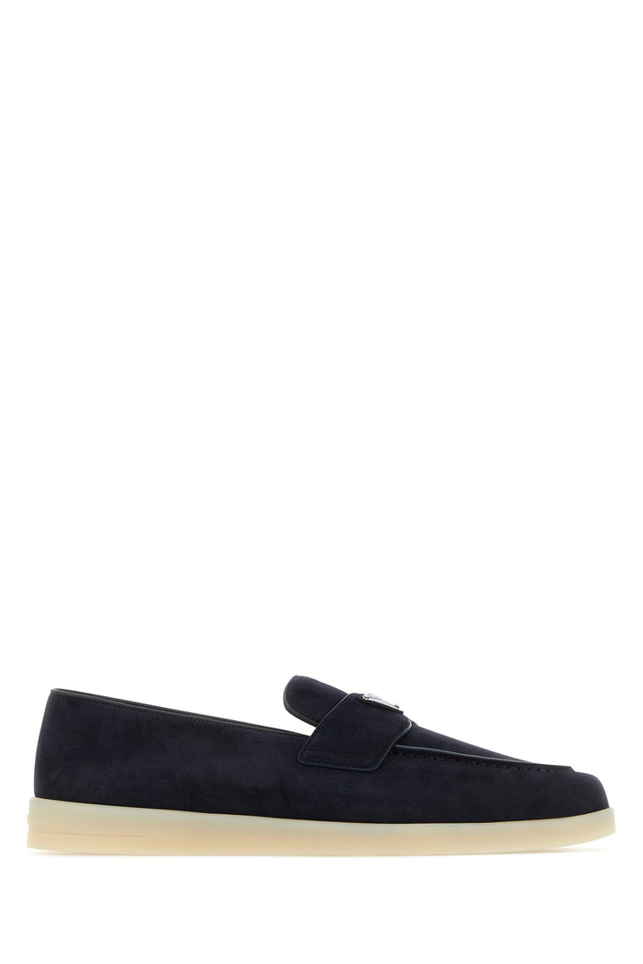 Navy blue suede loafers