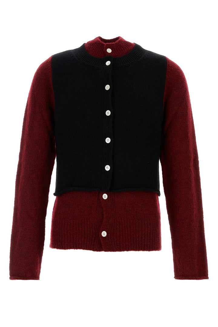 Two-tone wool blend cardigan