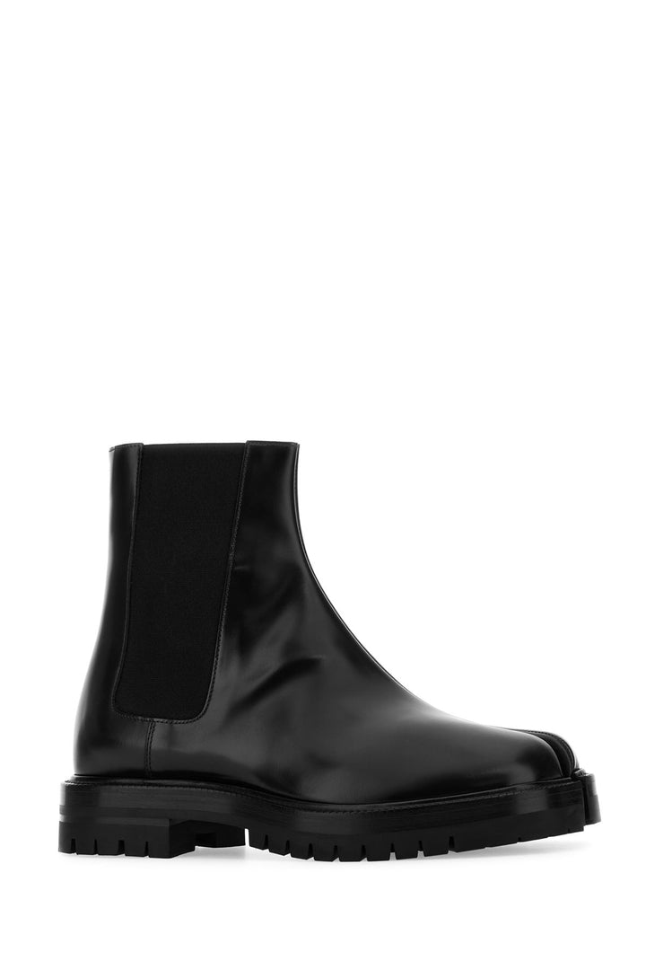 Black leather Tabi County Chelsea ankle boots