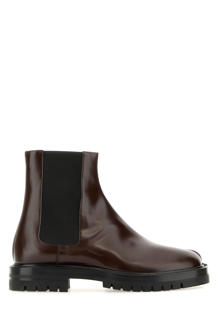 Burgundy leather Tabi County Chelsea ankle boots