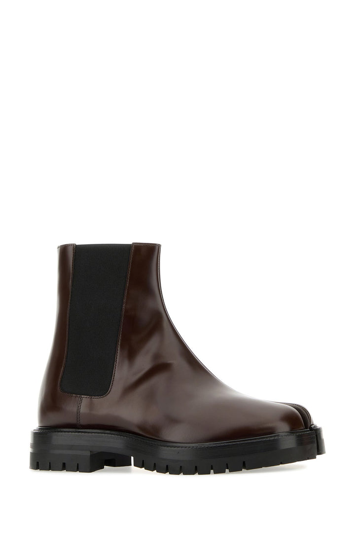 Burgundy leather Tabi County Chelsea ankle boots