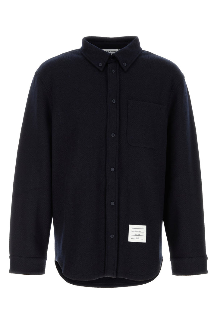 Midnight blue cotton blend oversize shirt