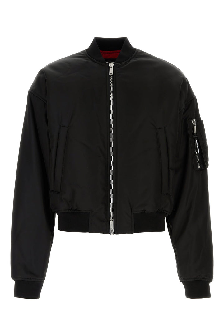 Black nylon 80 s bomber jacket