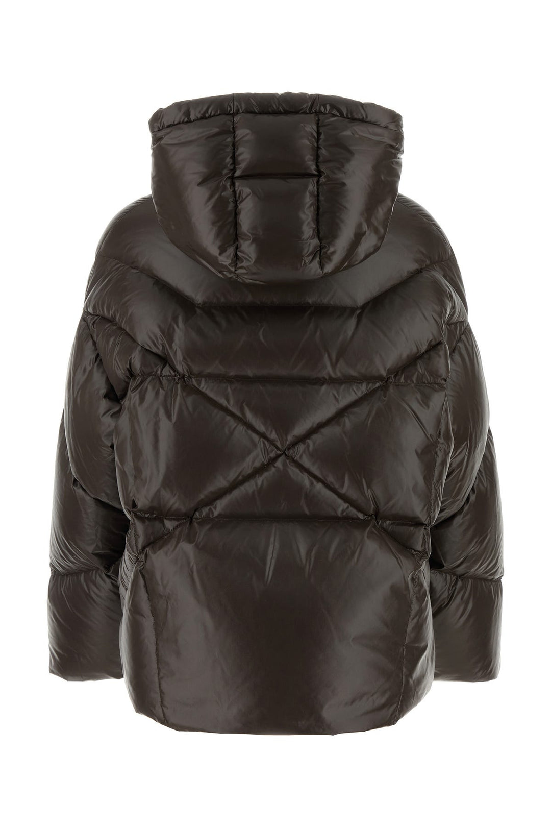 Dark brown nylon down jacket