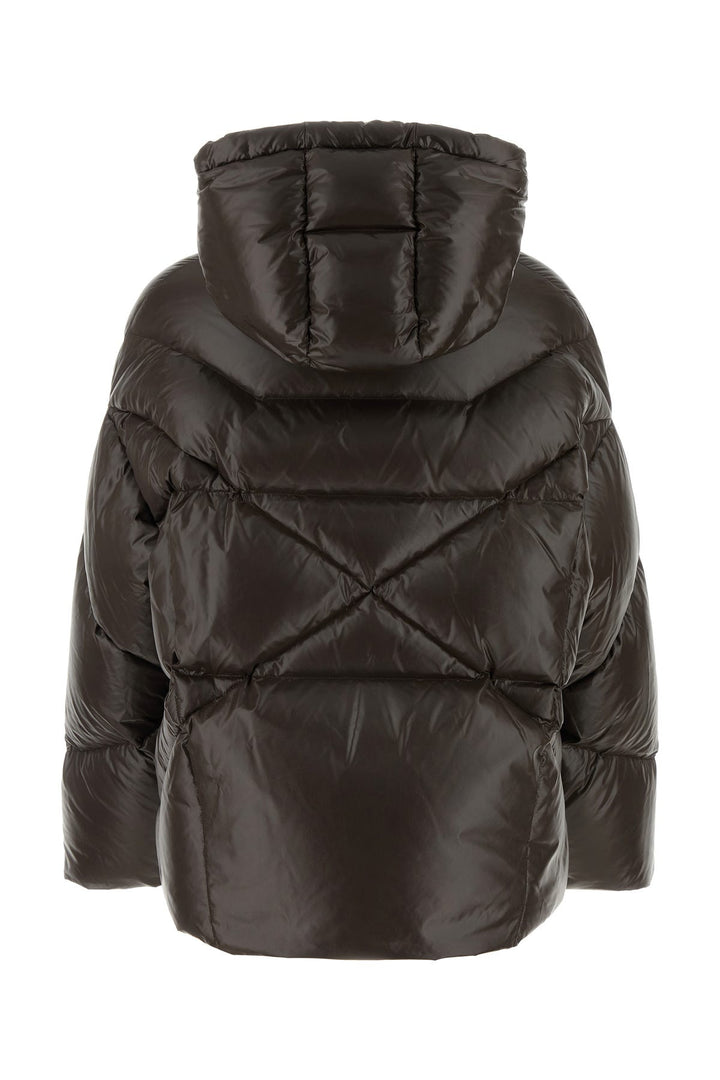 Dark brown nylon down jacket