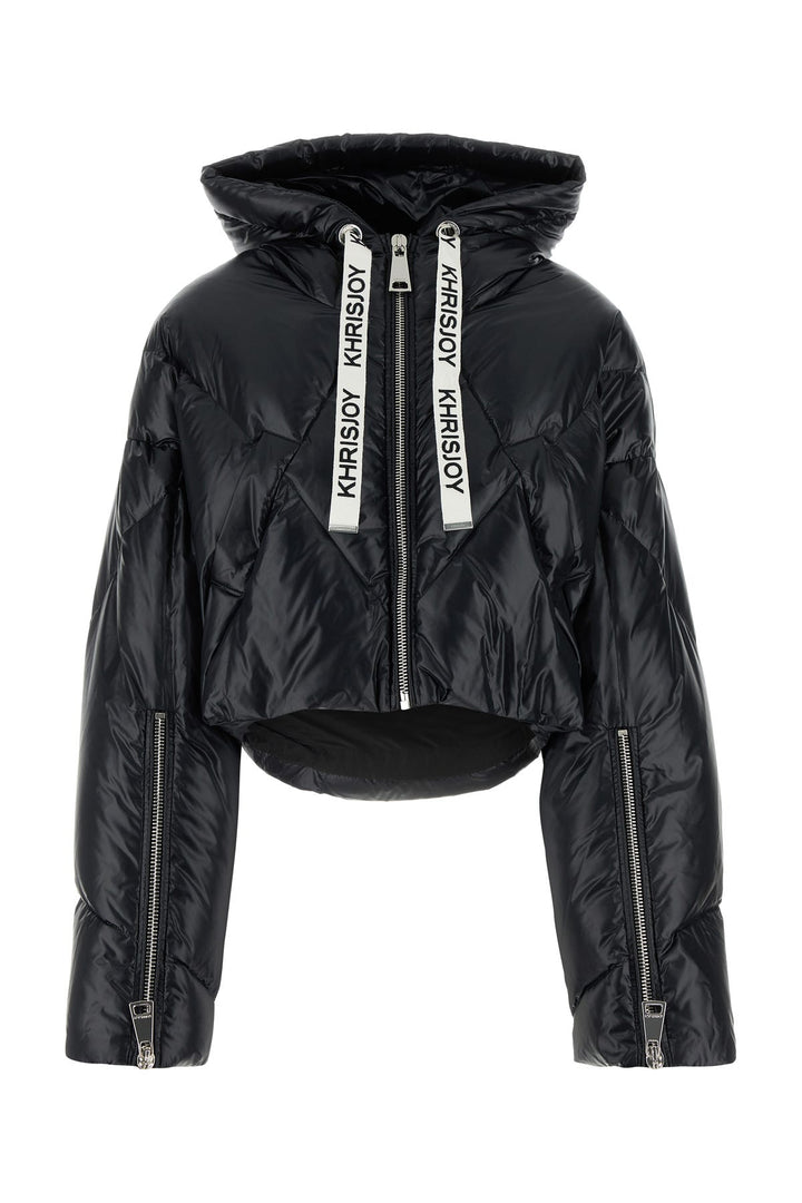 Black nylon down jacket