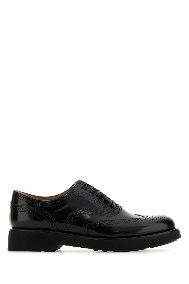 Black leather Burwood lace-up shoes