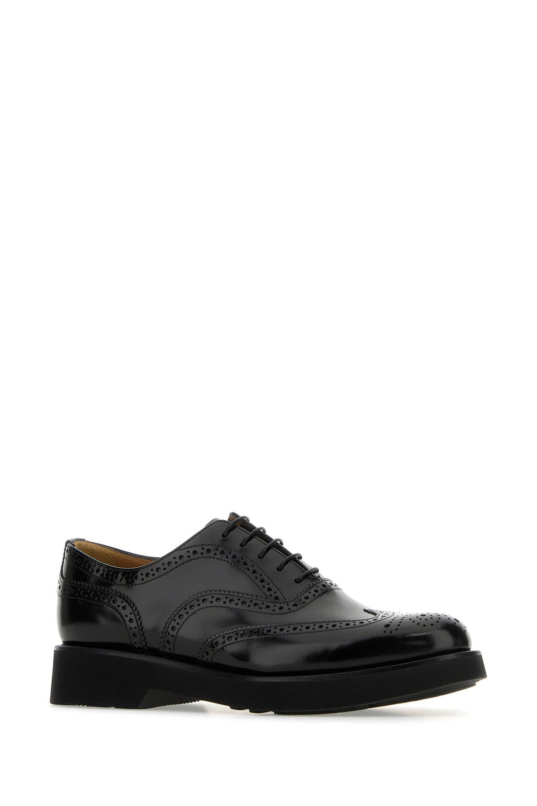 Black leather Burwood lace-up shoes