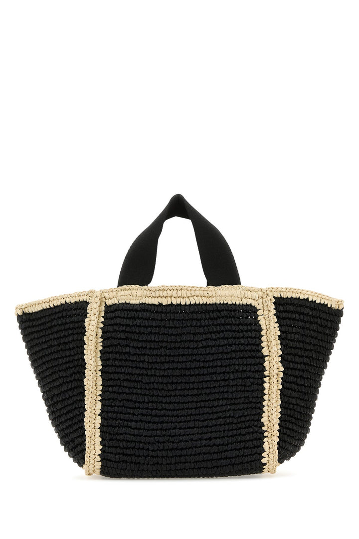 Black raffia shopping bag