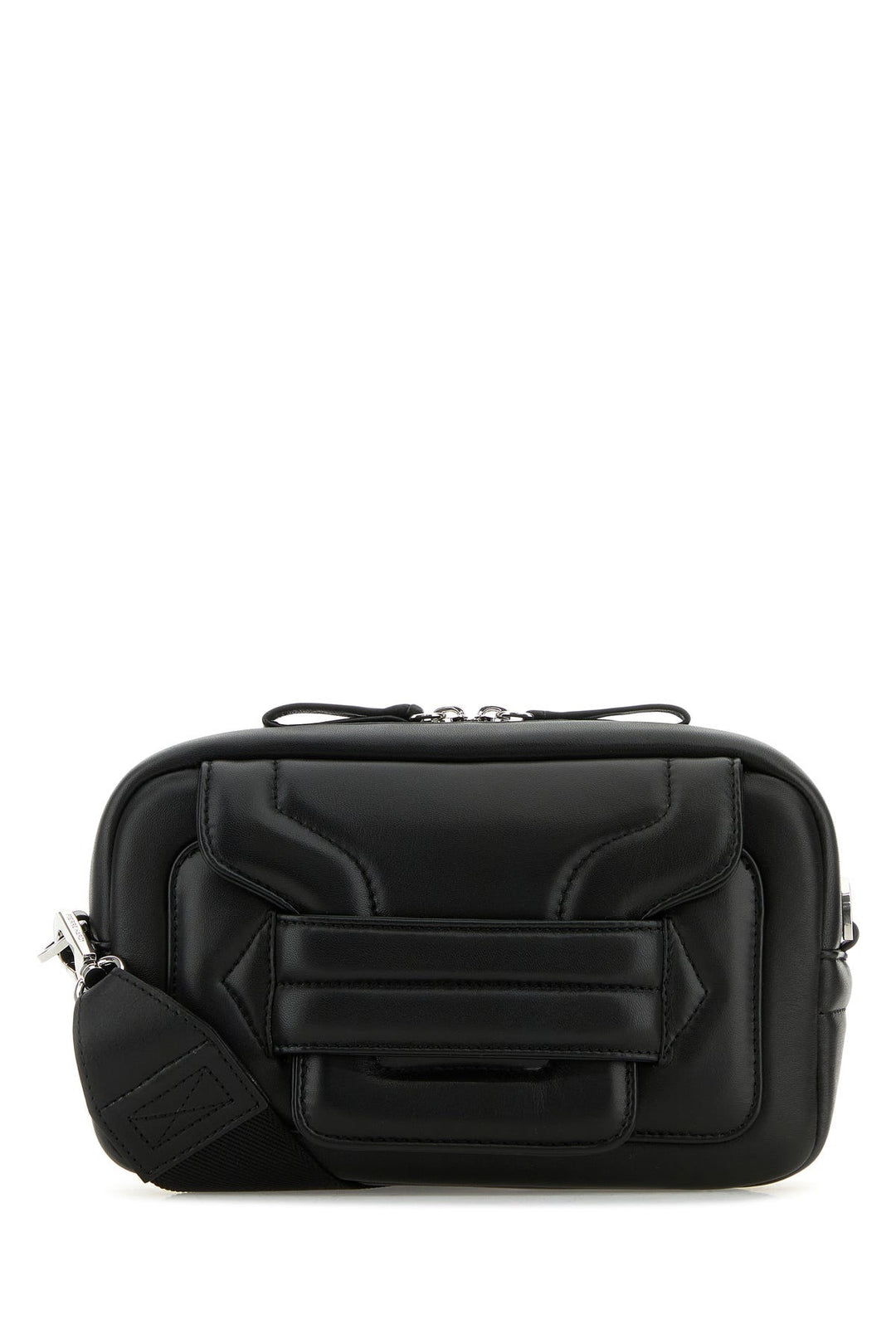 Black leather Alpha Box crossbody bag