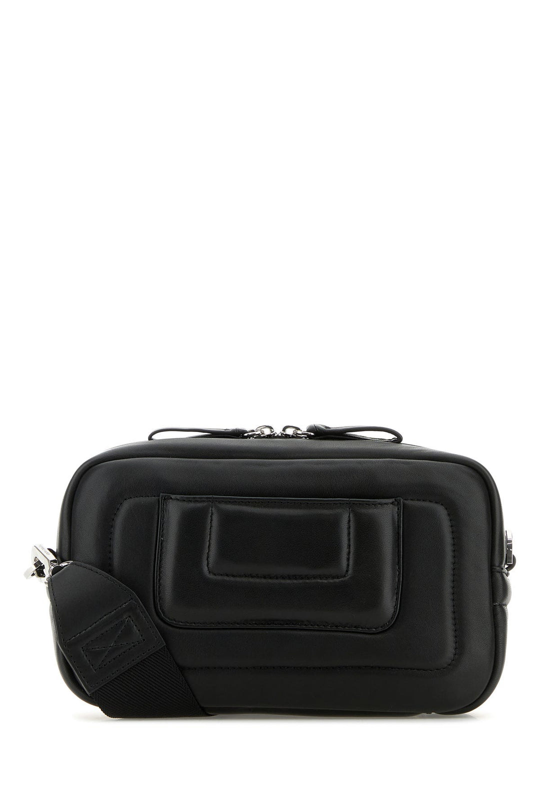 Black leather Alpha Box crossbody bag