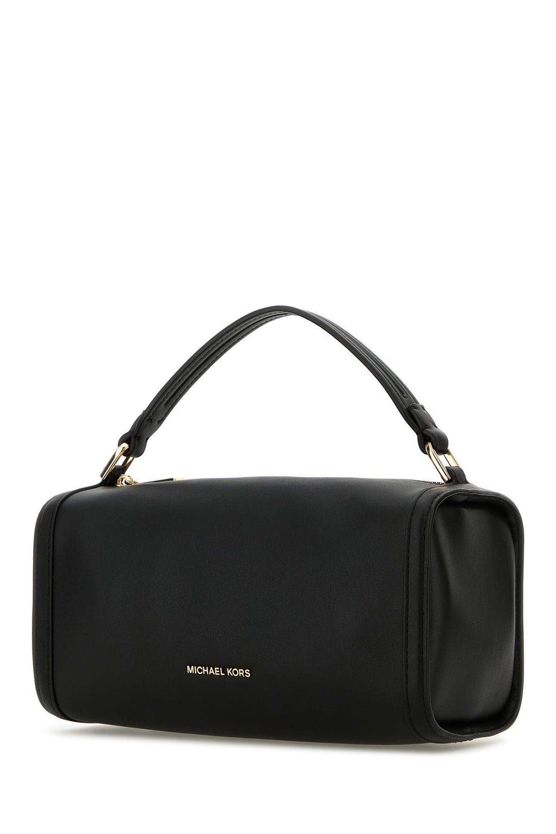 Black leather handbag