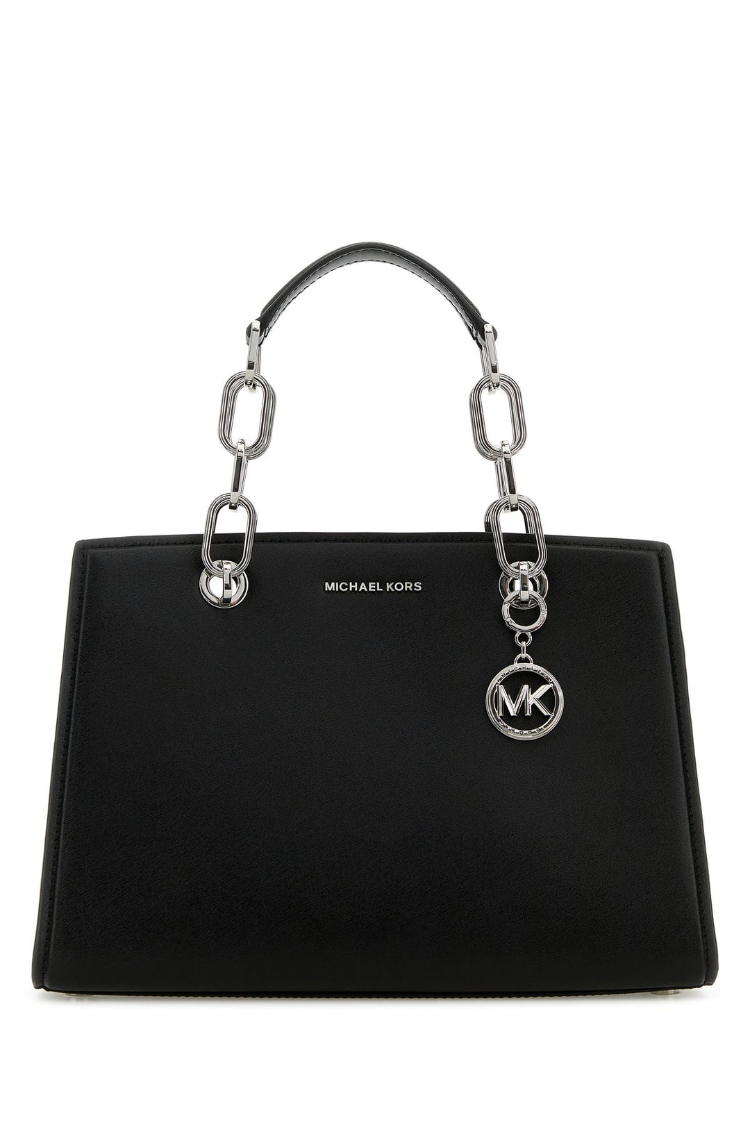 Black leather handbag