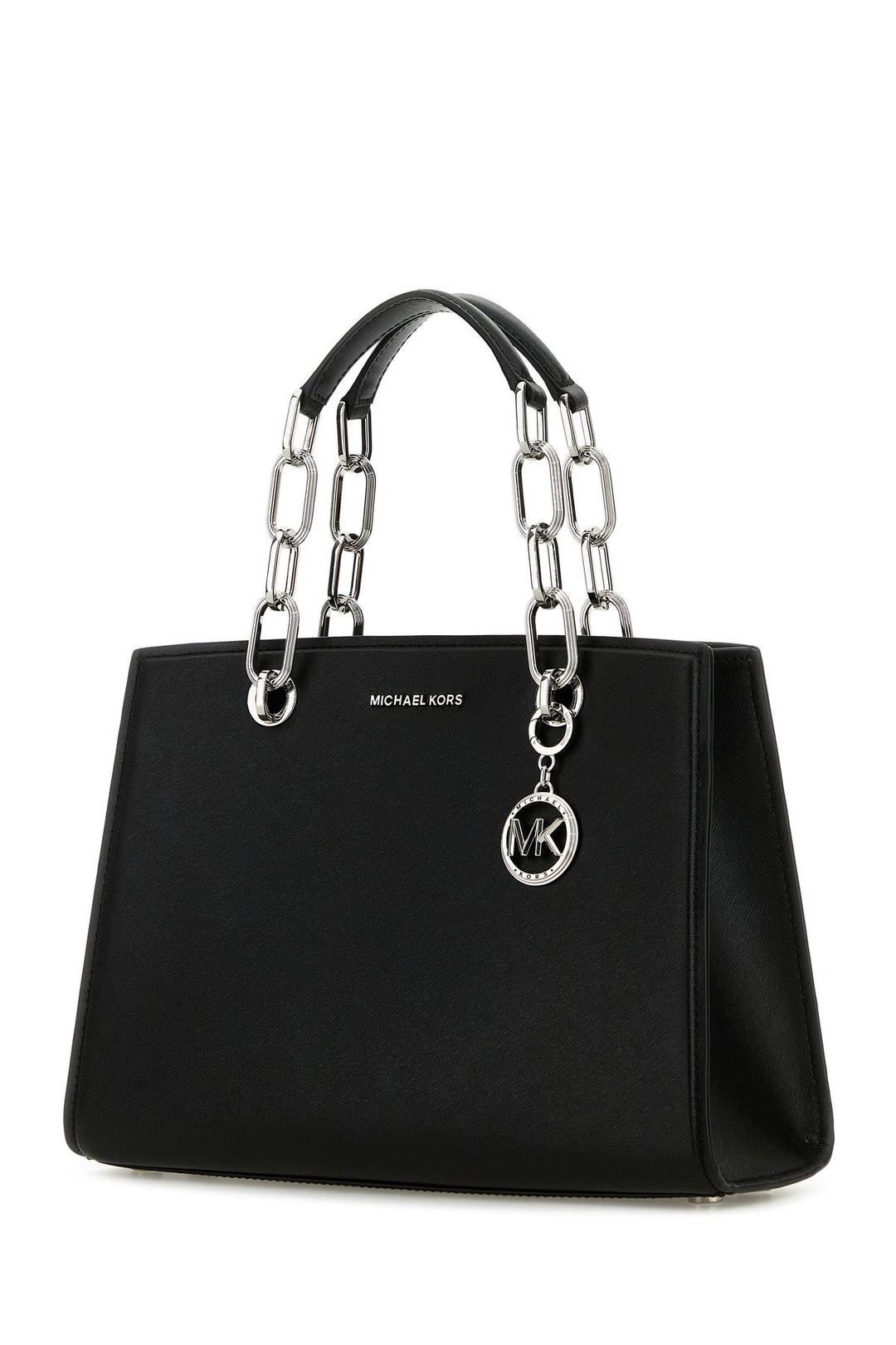 Black leather handbag