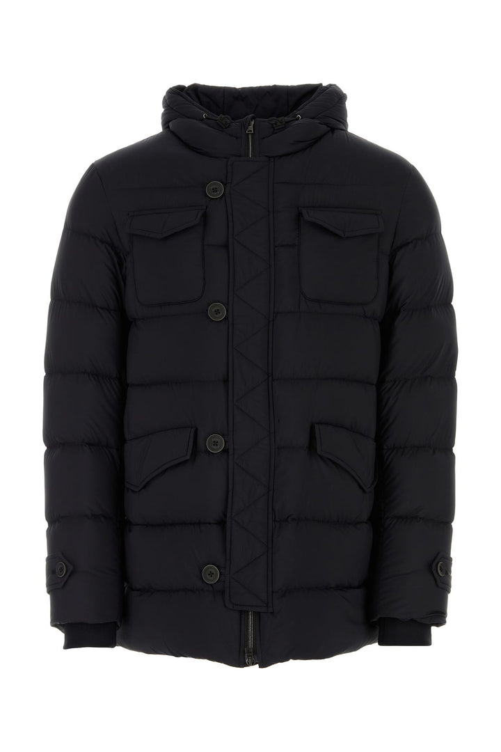 Black nylon down jacket