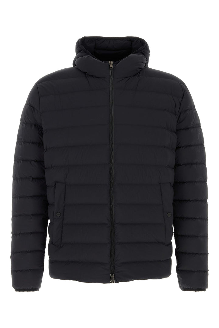 Midnight blue stretch nylon down jacket