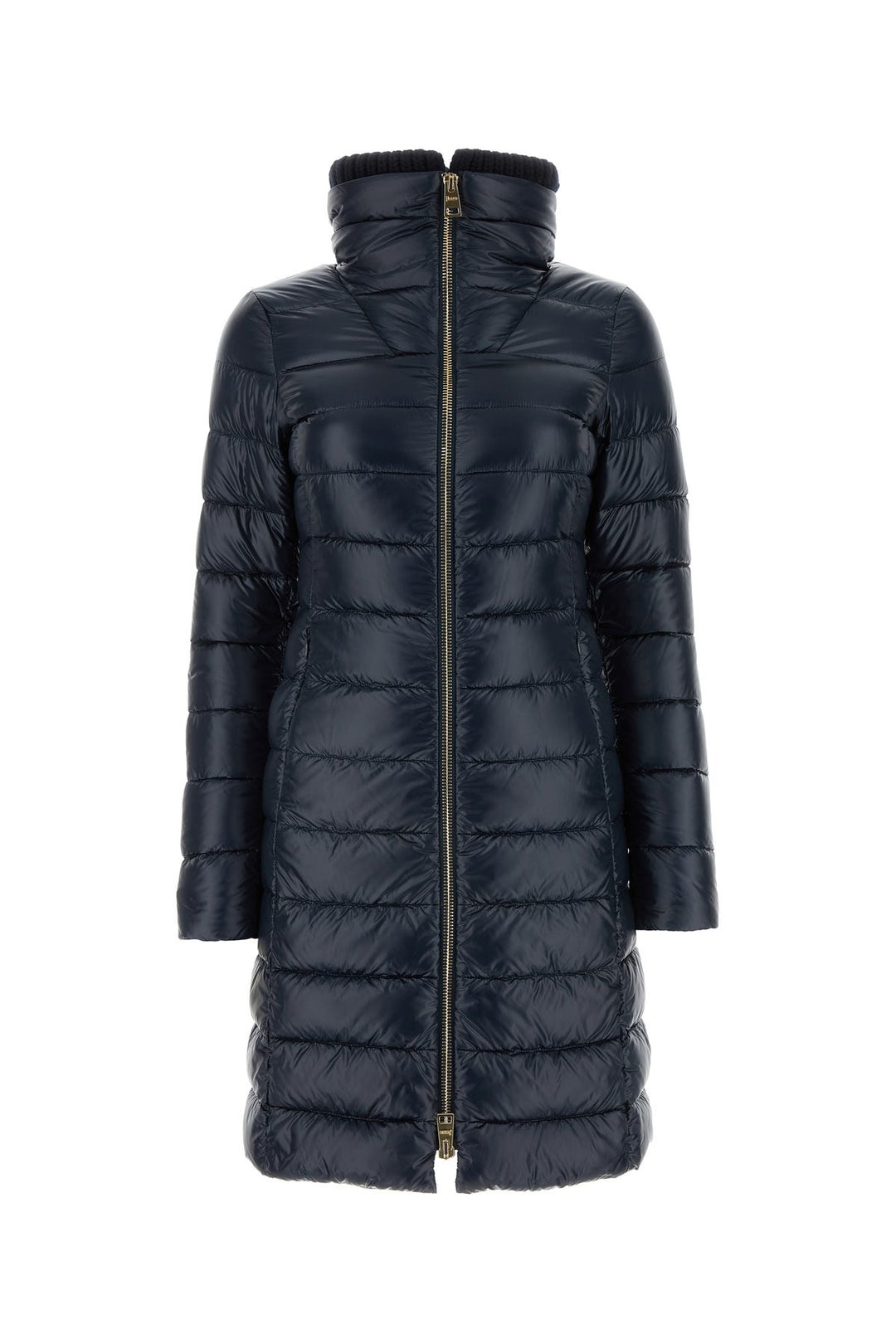 Dark blue nylon down jacket