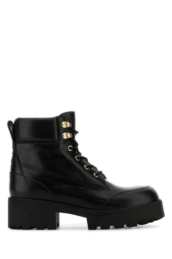 Black leather Trekker ankle boots