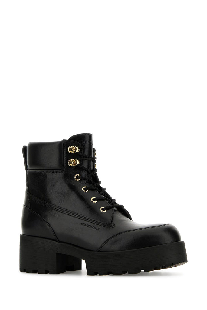 Black leather Trekker ankle boots