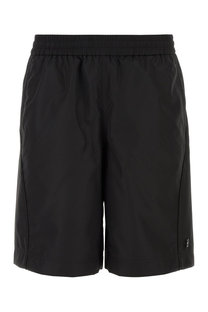 Black polyester bermuda shorts