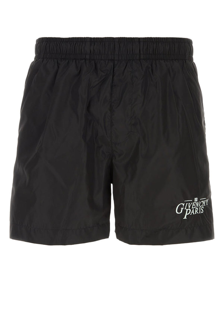 Black nylon swimming shorts