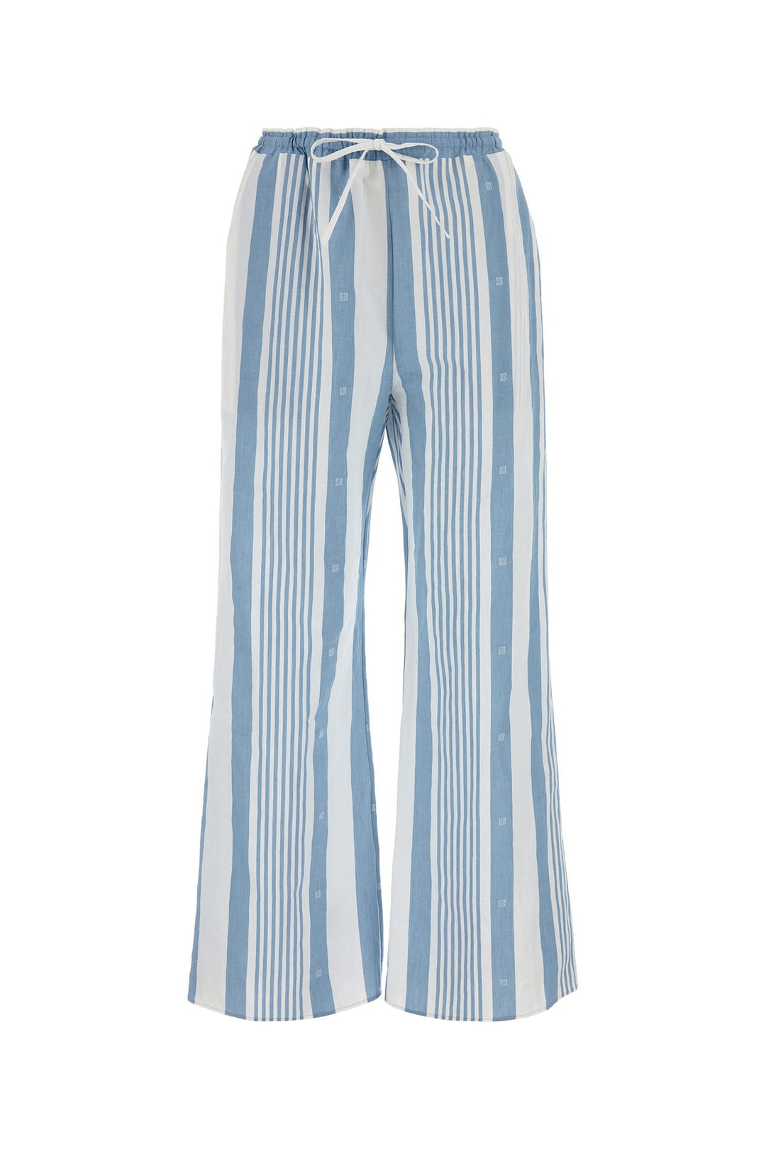 Embroidered cotton blend wide-leg pant