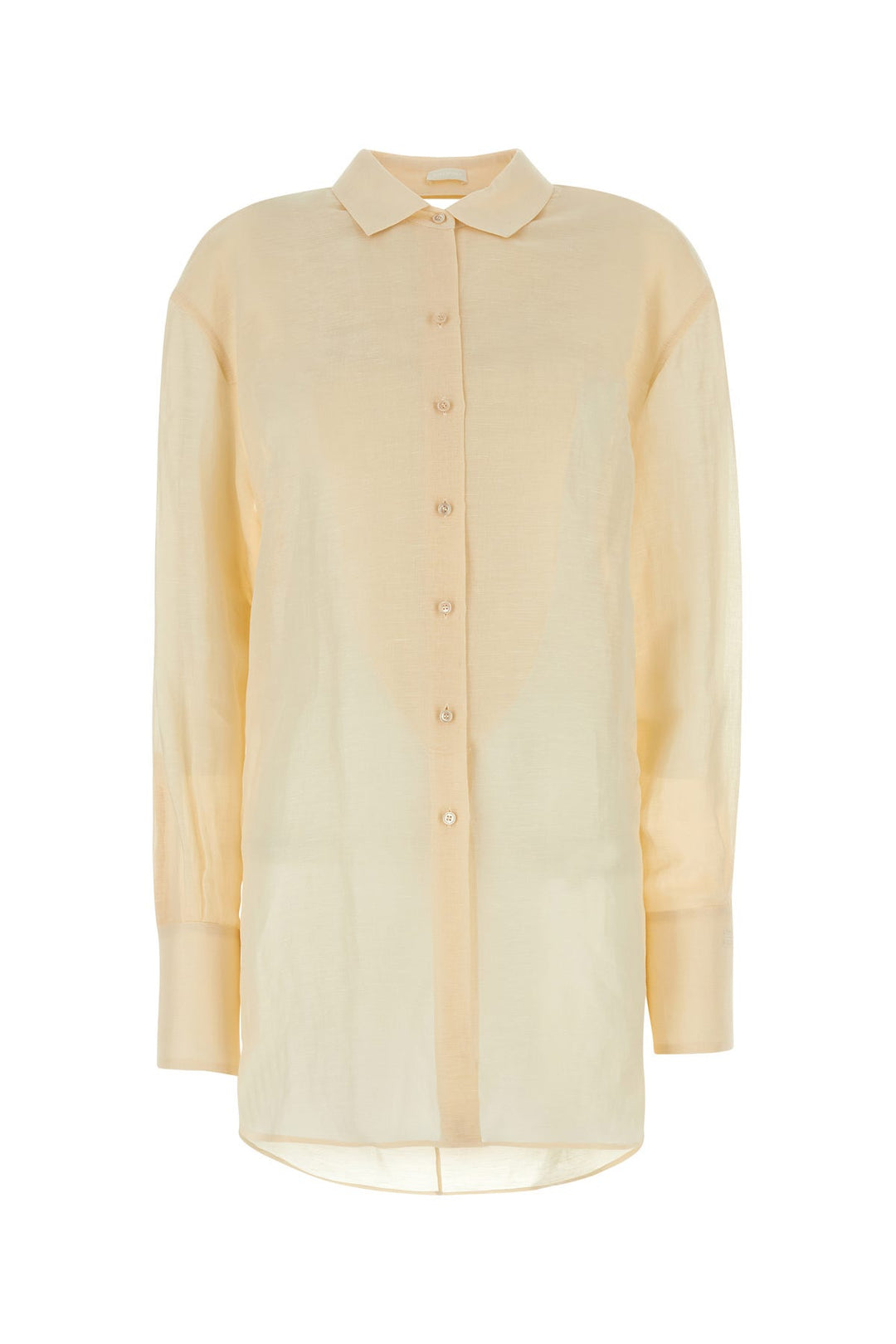 Cream silk blend oversize shirt