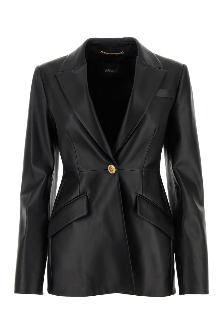 Black leather blazer