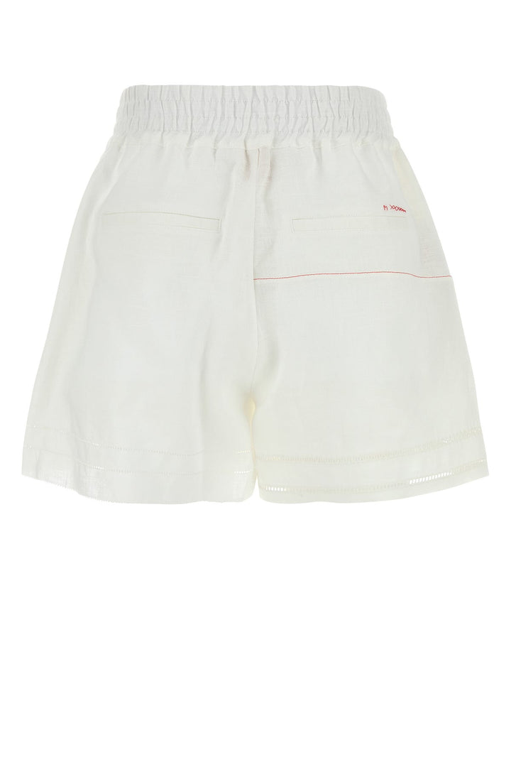 White linen shorts