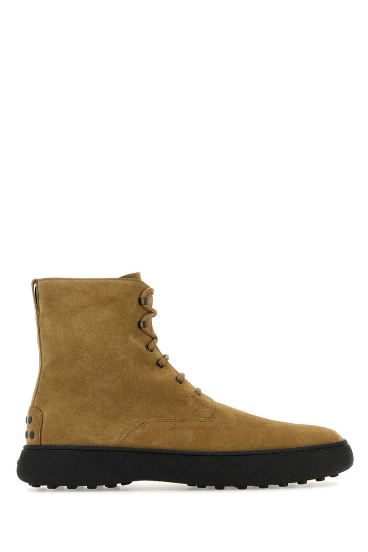 Camel suede ankle boots