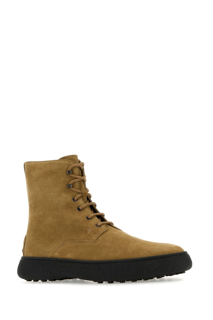 Camel suede ankle boots