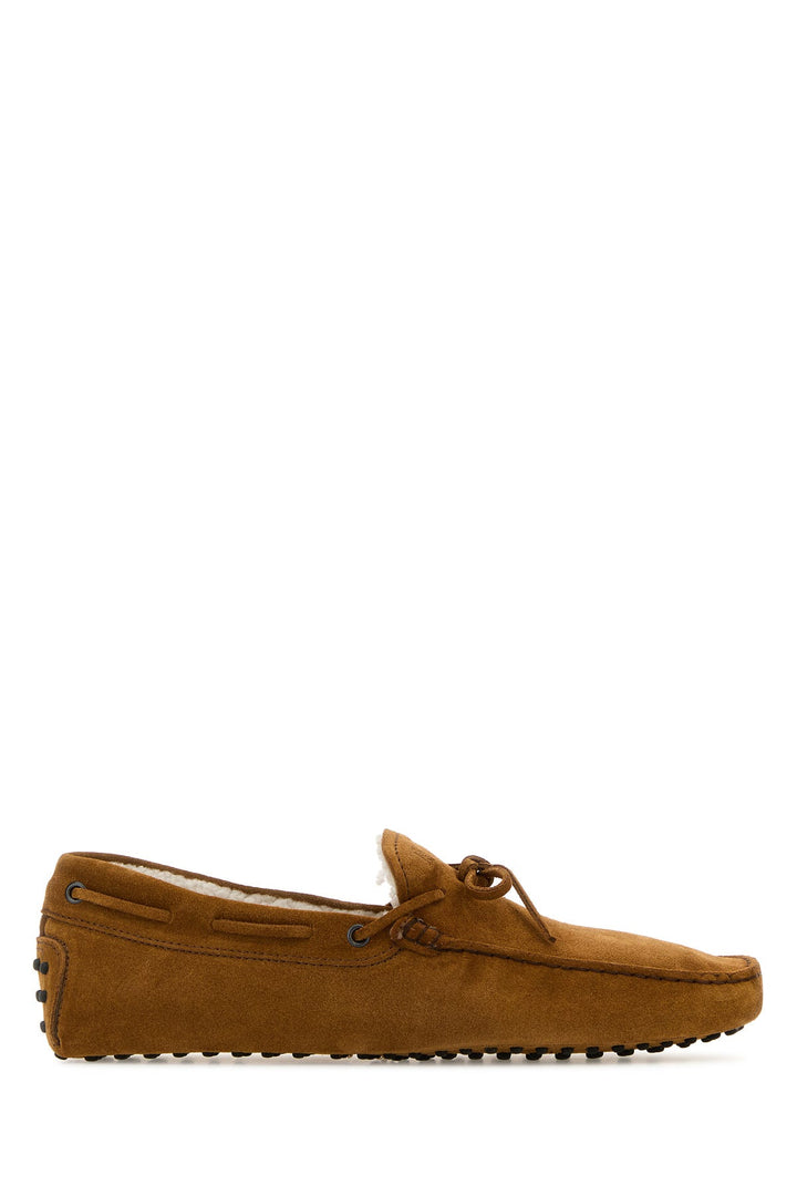 Camel suede loafers