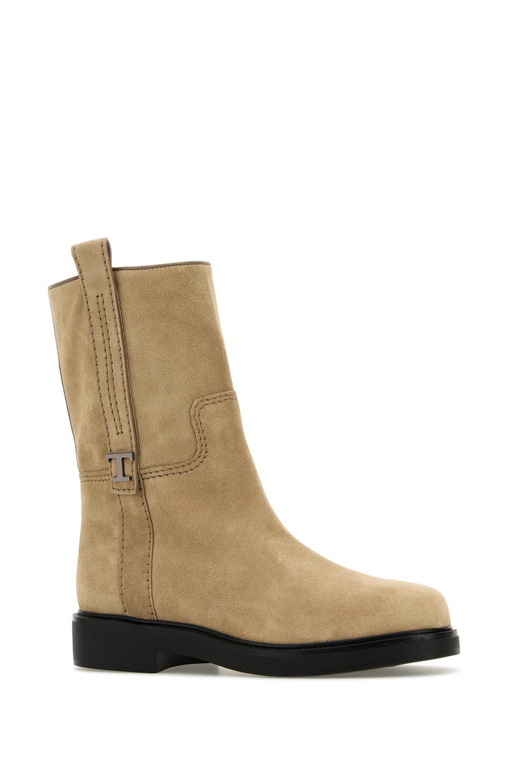 Sand suede ankle boots