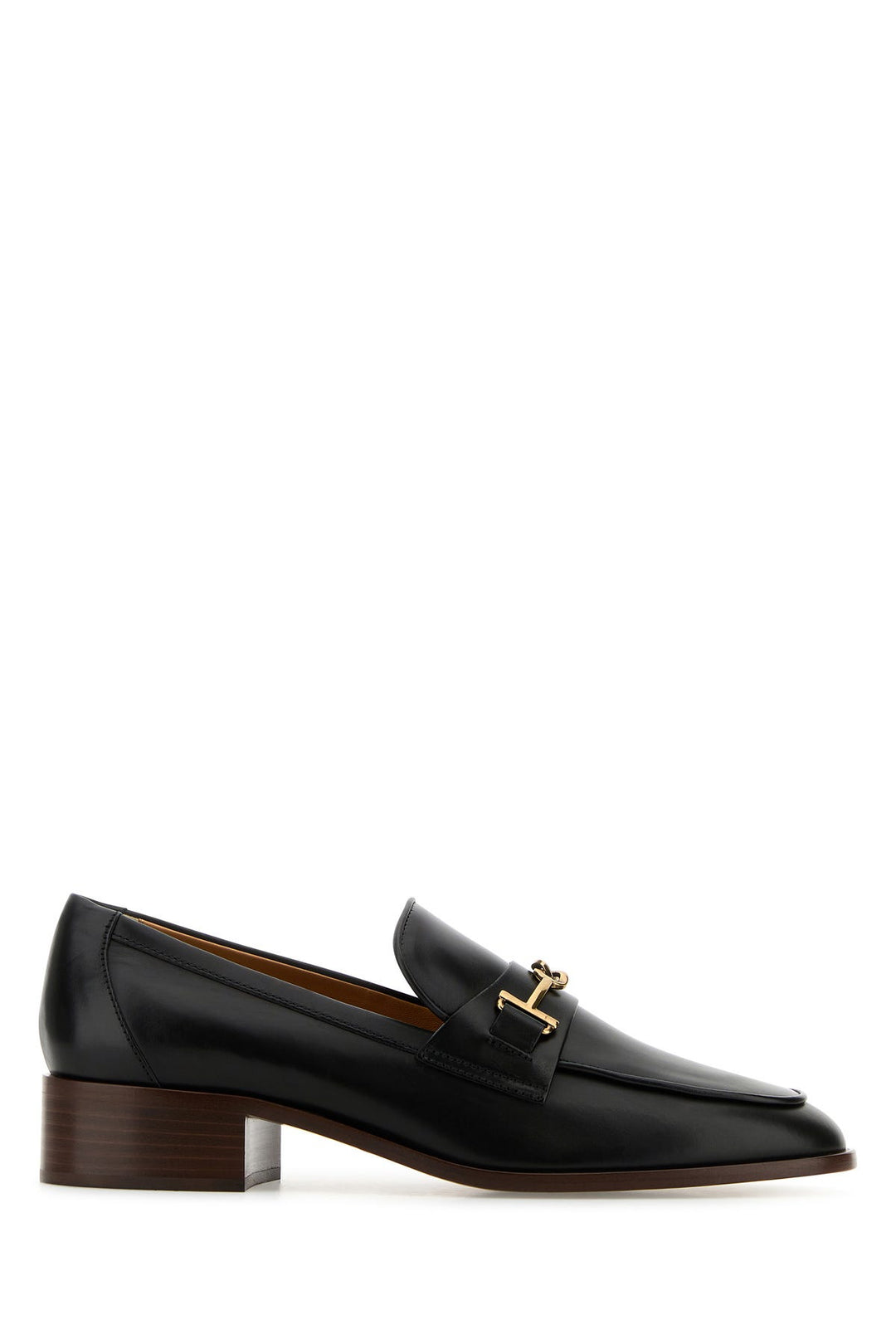 Black leather loafers