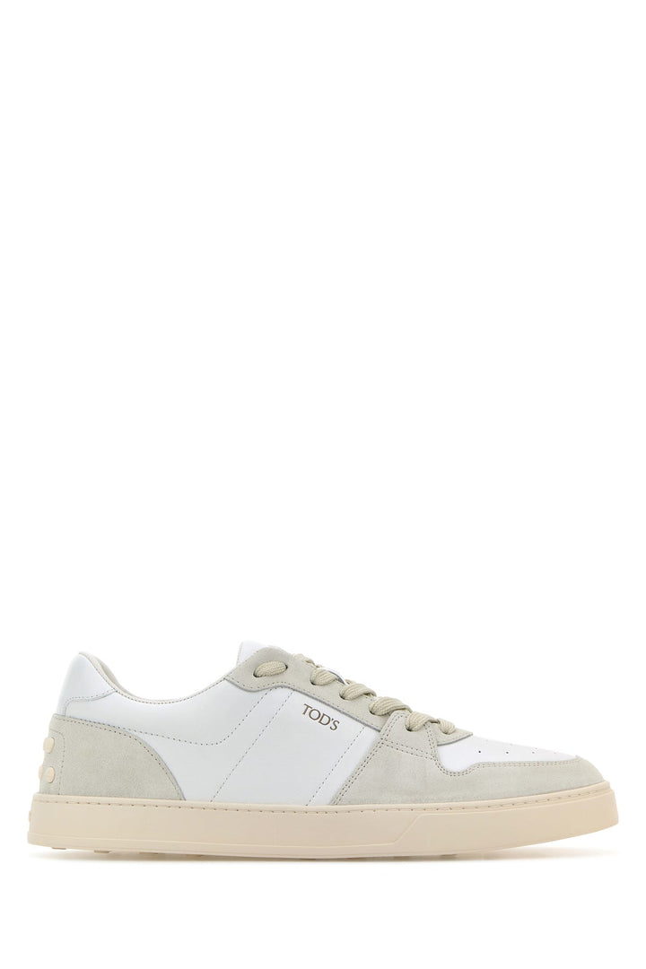 Two-tone leather and suede sneakers