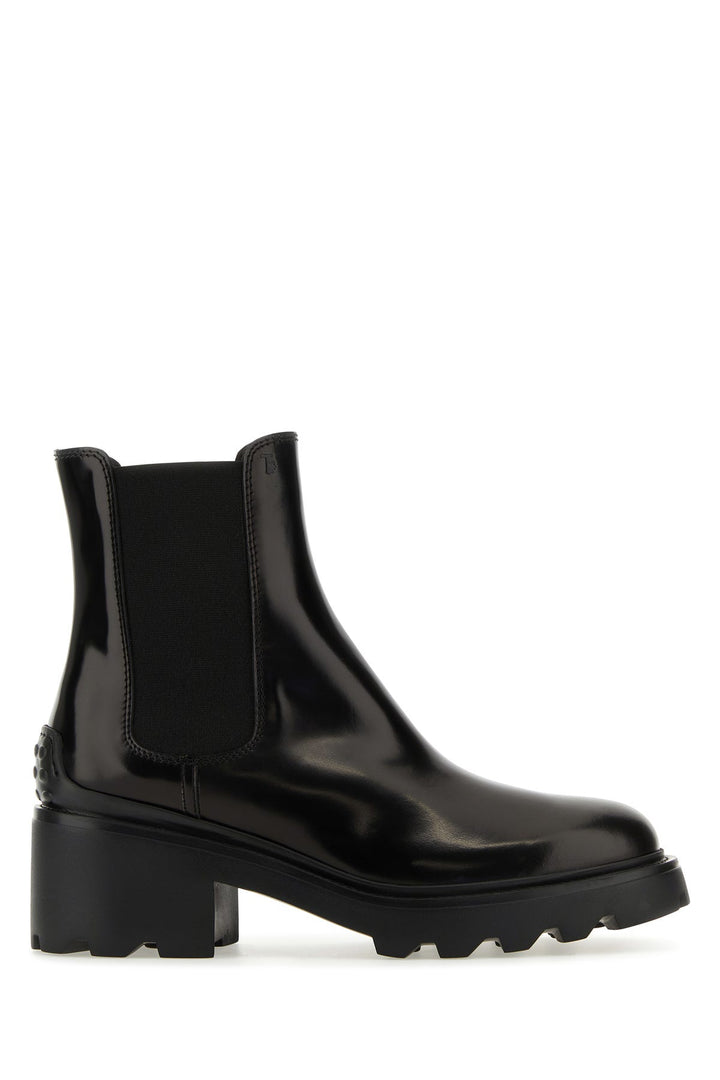 Black leather ankle boots