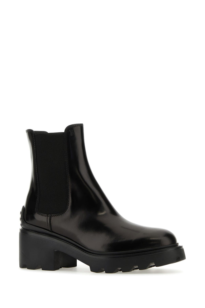 Black leather ankle boots