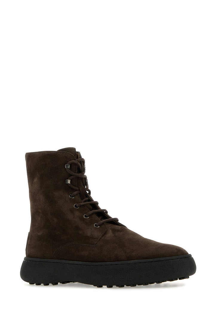 Dark brown suede ankle boots