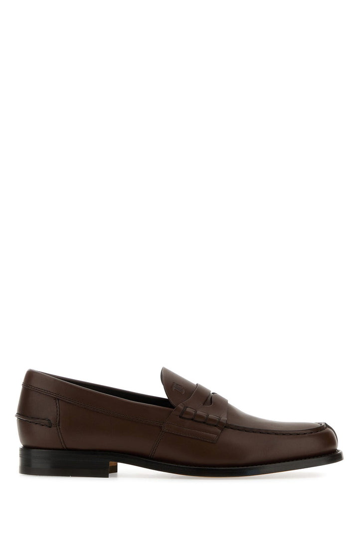 Brown leather loafers