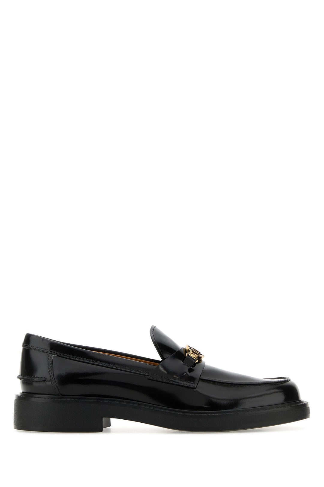 Black leather loafers