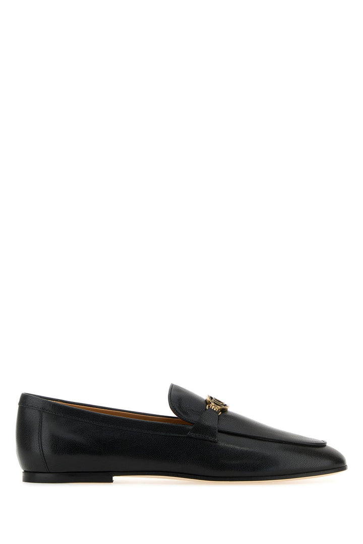 Black leather loafers