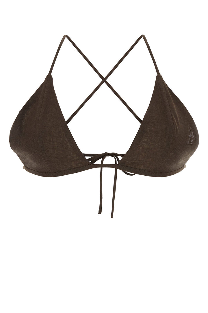 Brown wool blend triangle bra