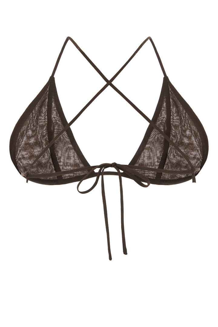 Brown wool blend triangle bra