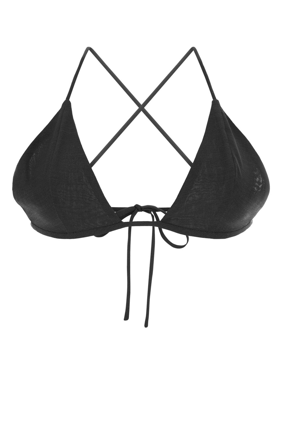 Black wool blend triangle bra