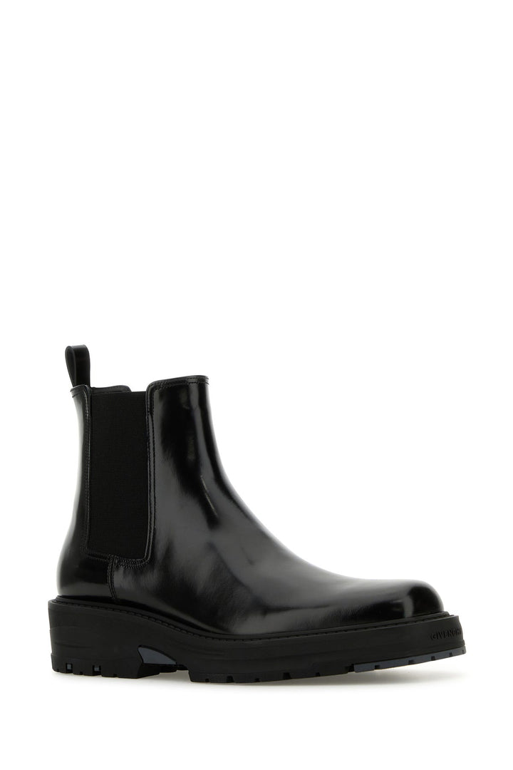 Black leather Chelsea ankle boots