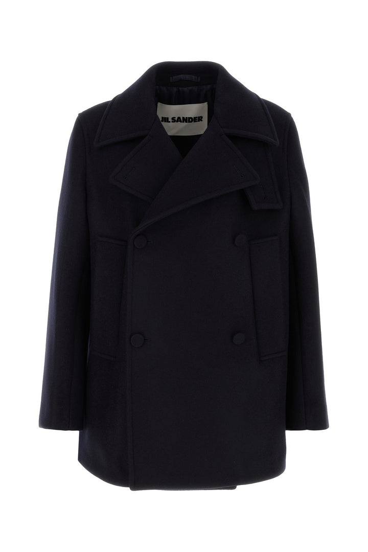 Navy blue felt coat