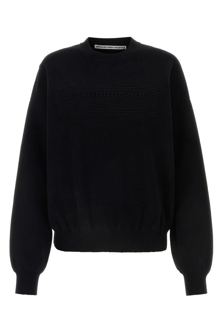 Black stretch polyester blend sweater