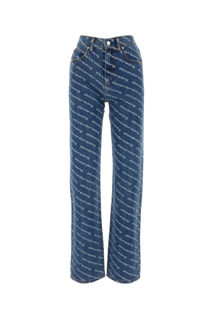 Printed denim jeans