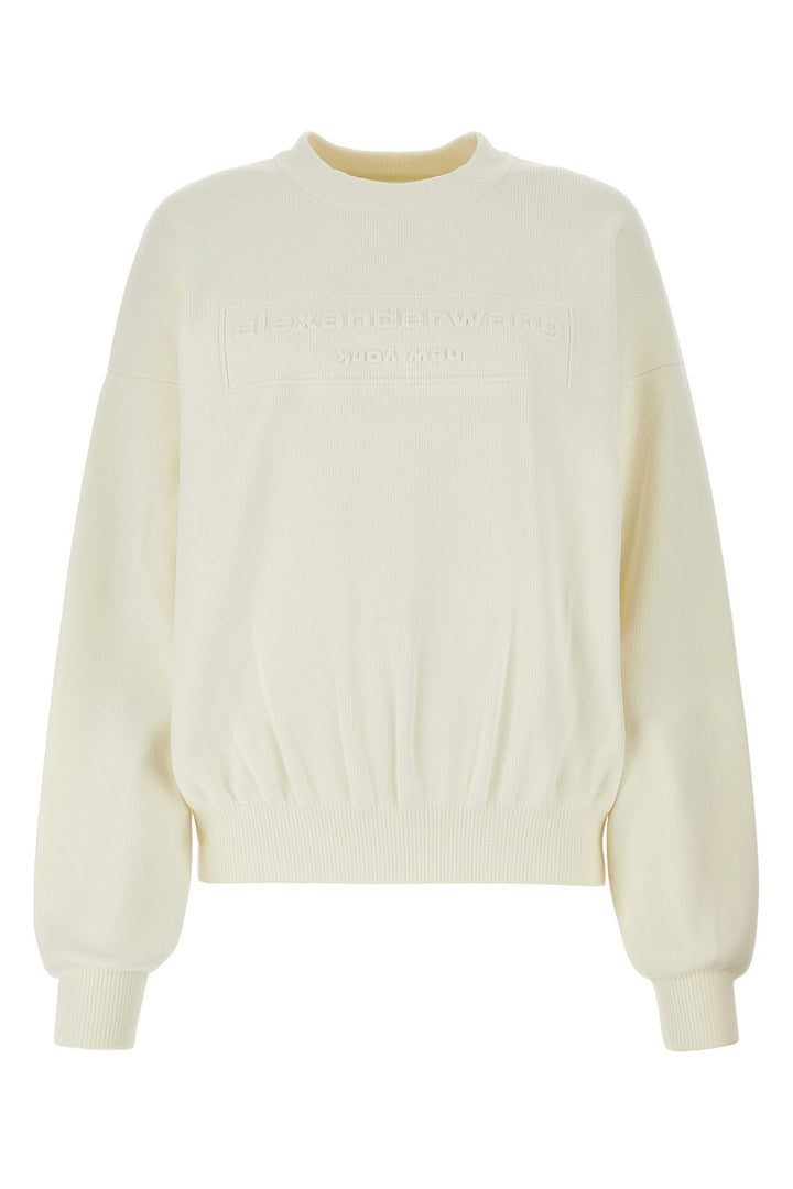 Ivory stretch polyester blend sweater