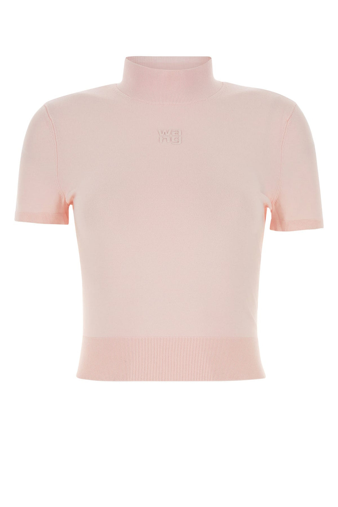 Pastel pink stretch viscose blend t-shirt